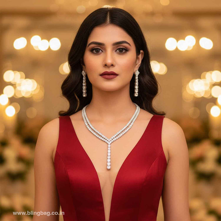 Silver Lyira Zirconia Jewellery Set