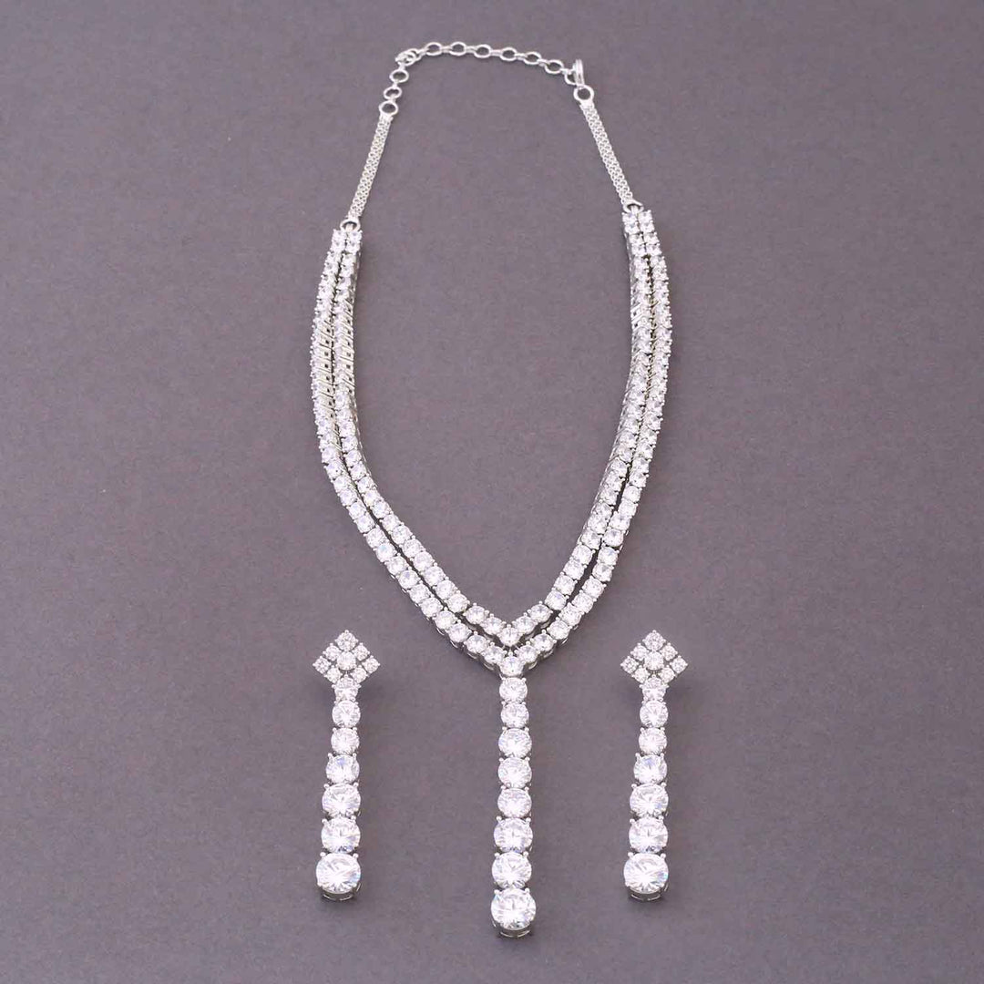 Silver Lyira Zirconia Jewellery Set