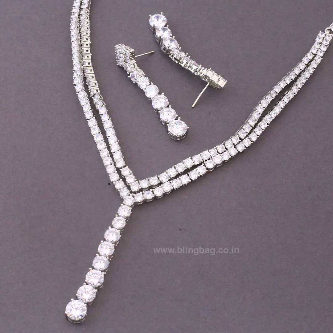 Silver Lyira Zirconia Jewellery Set