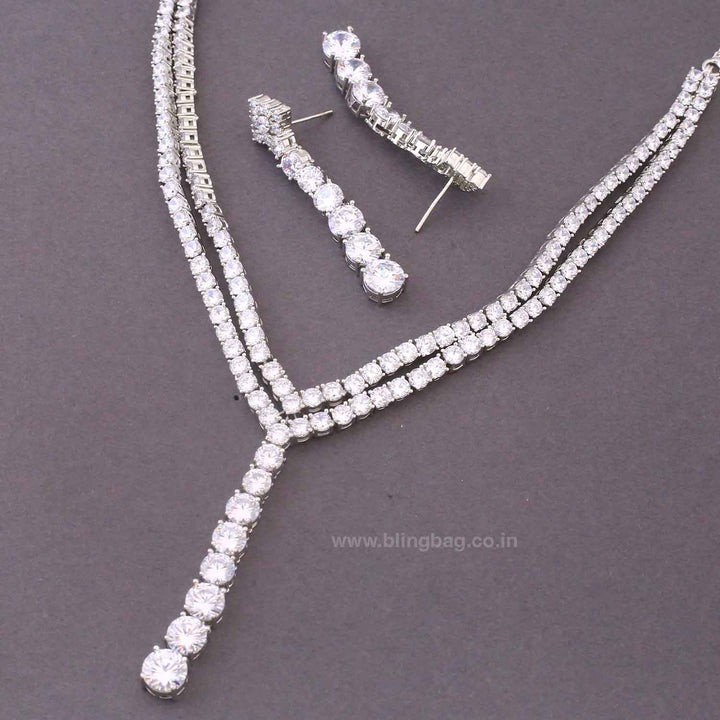 Silver Lyira Zirconia Jewellery Set