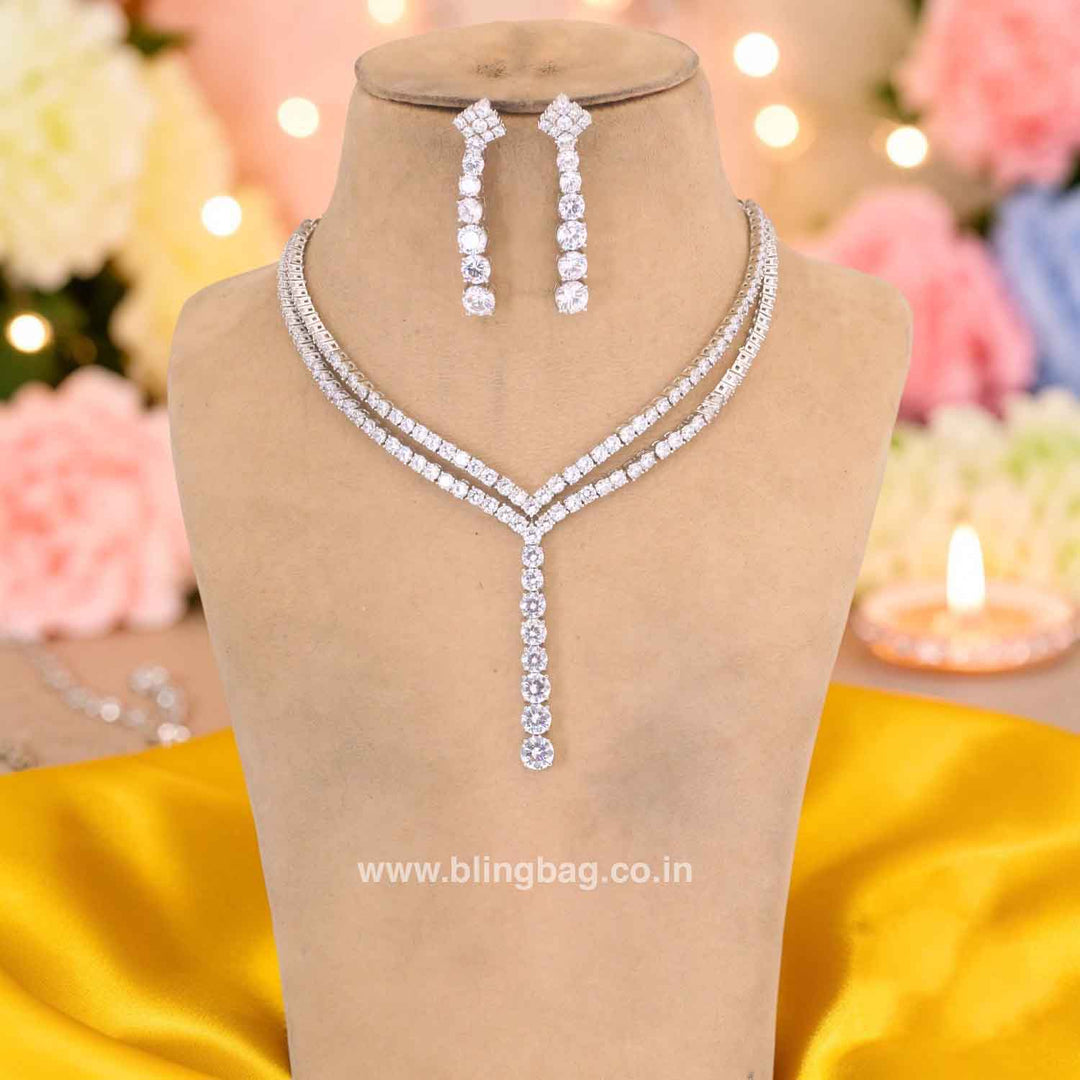 Silver Lyira Zirconia Jewellery Set