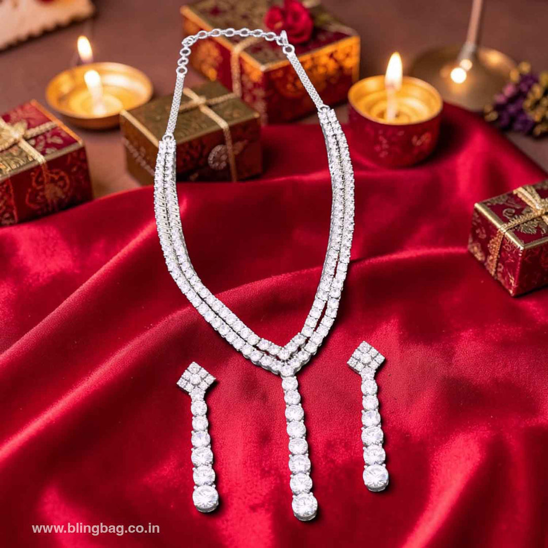 Silver Lyira Zirconia Jewellery Set