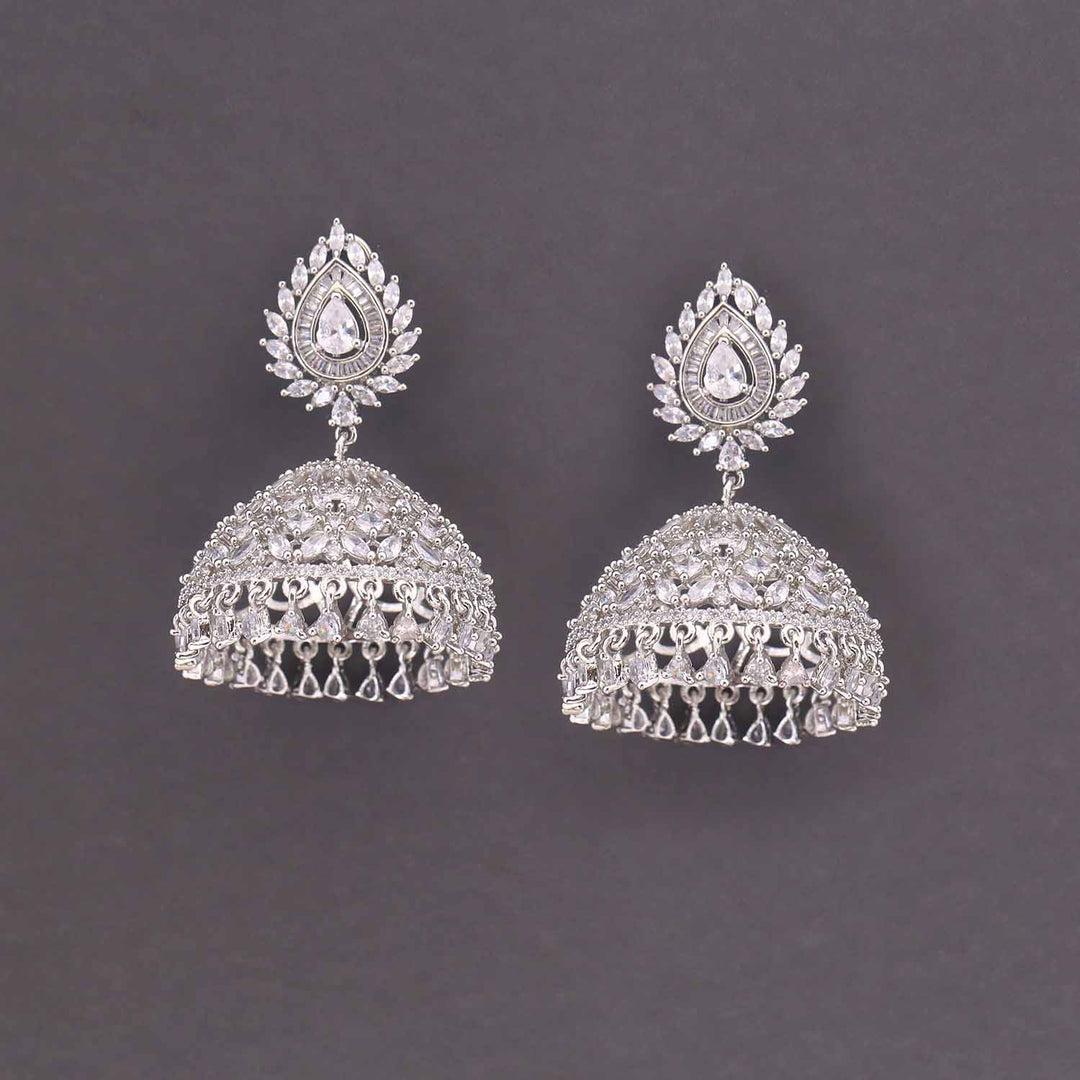 Silver Malavi Zirconia Jhumkis
