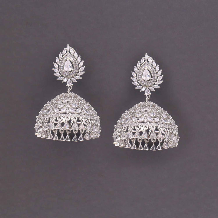 Silver Malavi Zirconia Jhumkis