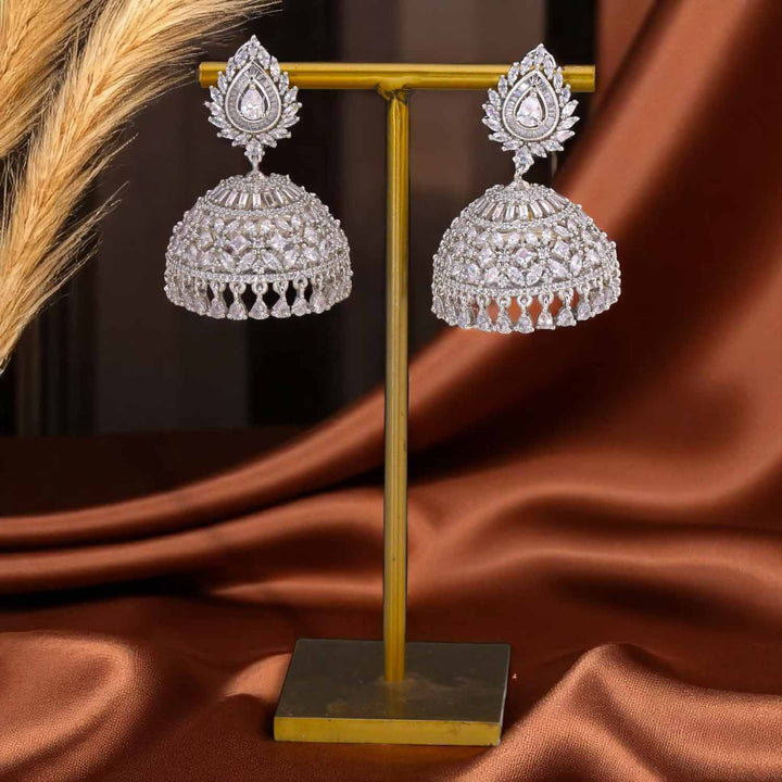Silver Malavi Zirconia Jhumkis