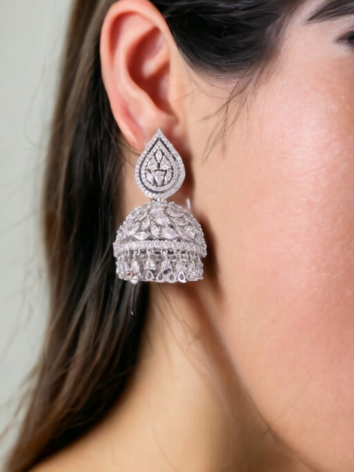 Silver Marcella Zirconia Jhumkis