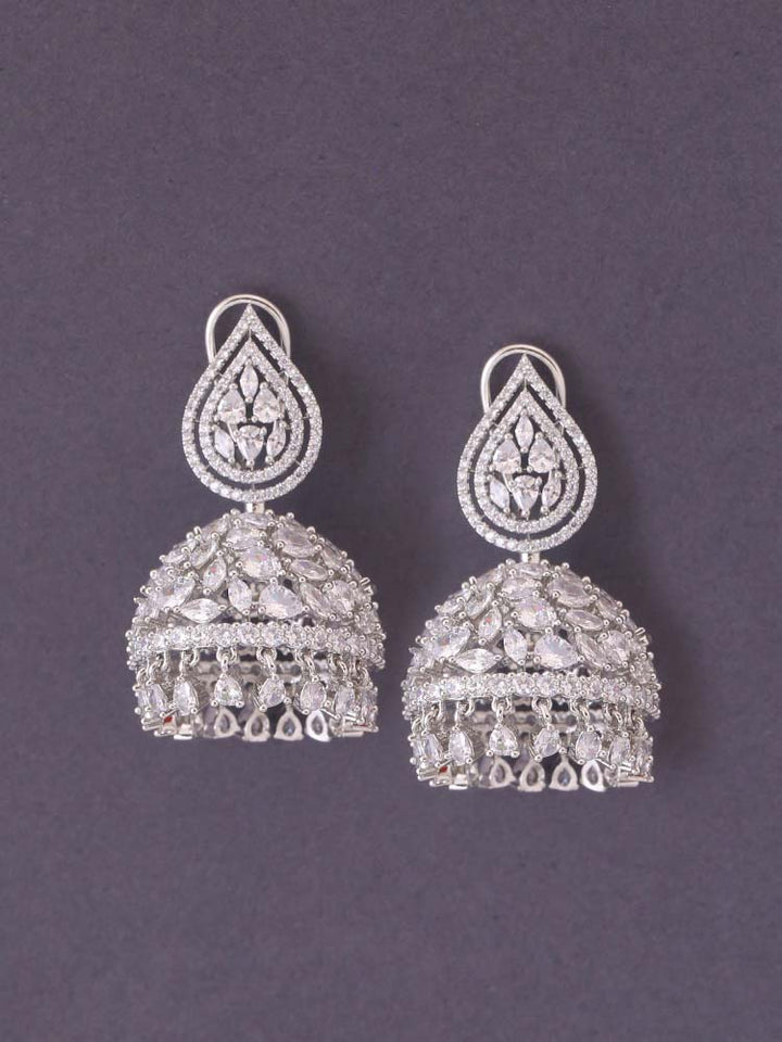 Silver Marcella Zirconia Jhumkis