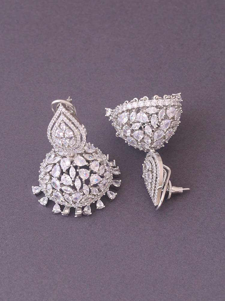 Silver Marcella Zirconia Jhumkis