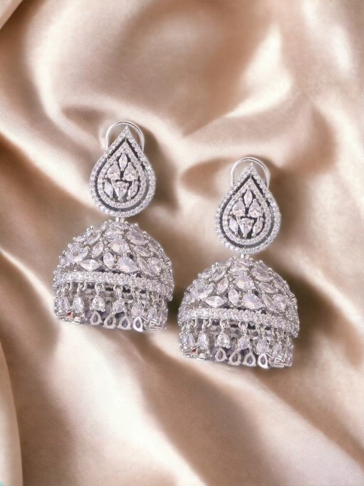 Silver Marcella Zirconia Jhumkis
