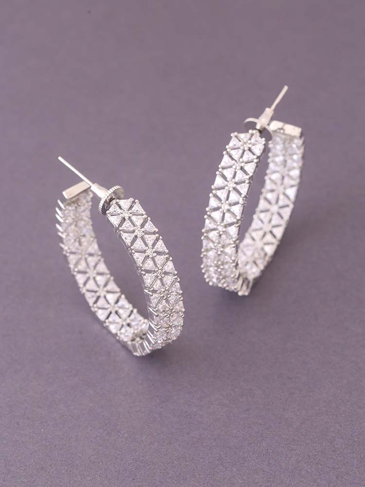 Silver Mega Daleyza Zirconia Hoops