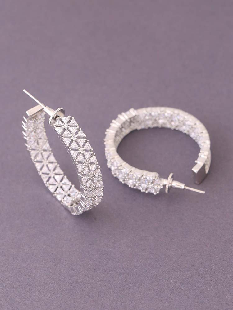 Silver Mega Daleyza Zirconia Hoops