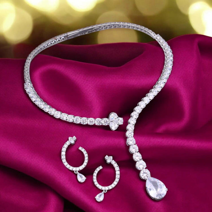 Silver Meinah Hasli Zirconia Jewellery Set