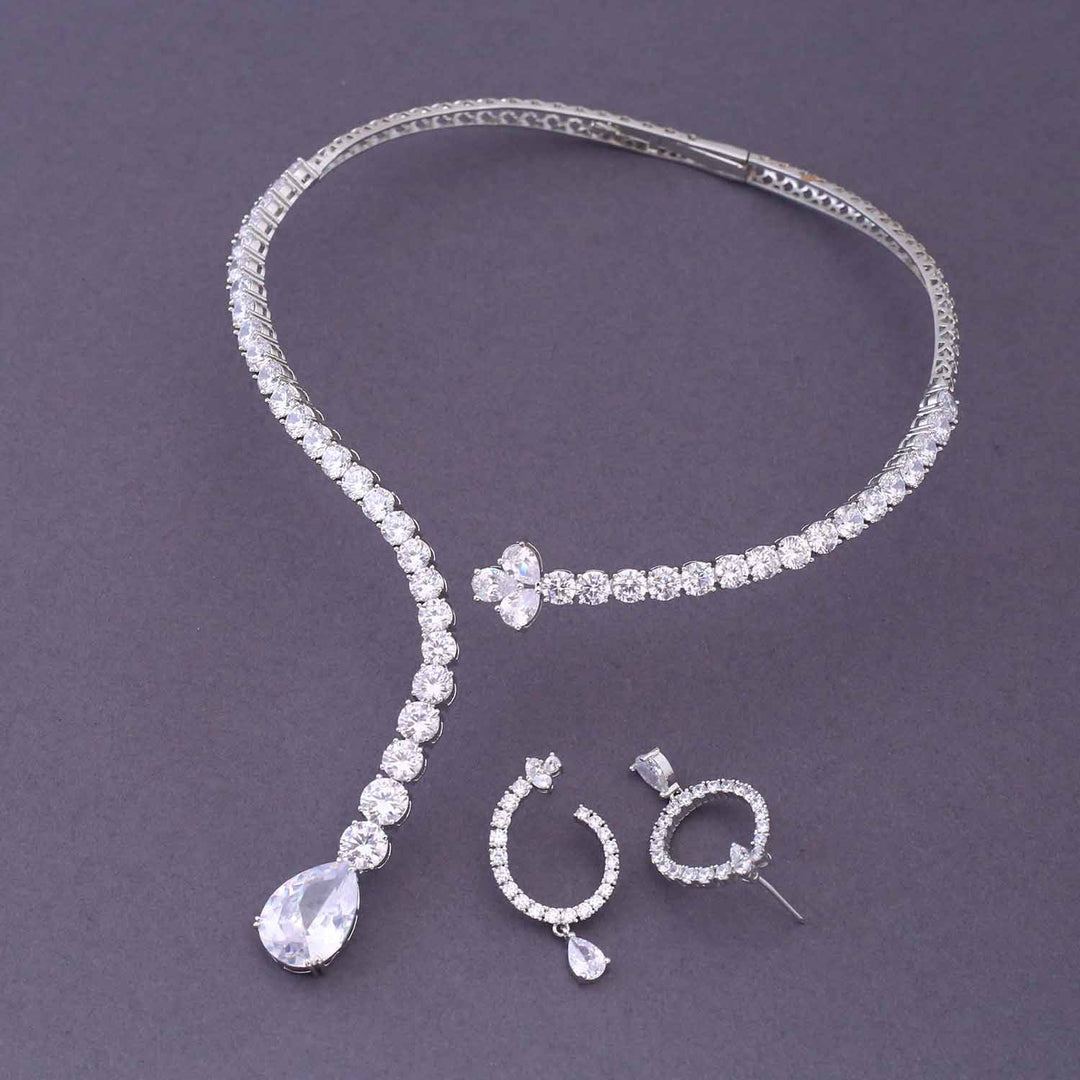 Silver Meinah Hasli Zirconia Jewellery Set