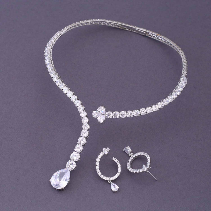 Silver Meinah Hasli Zirconia Jewellery Set