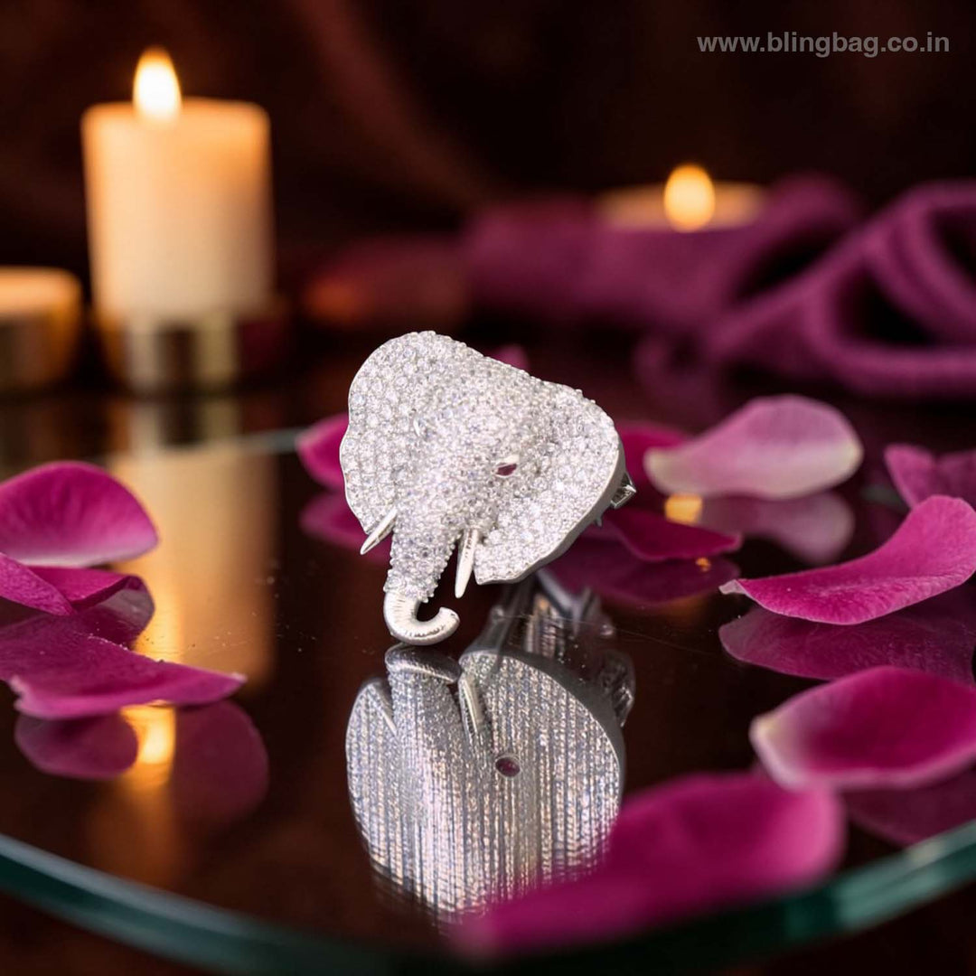 Silver Mini Elephant Brooch