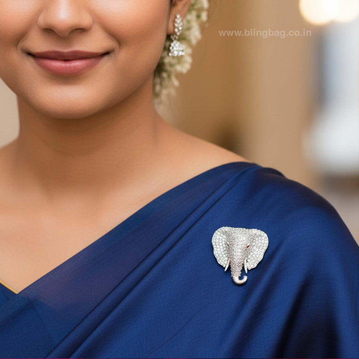 Silver Mini Elephant Brooch