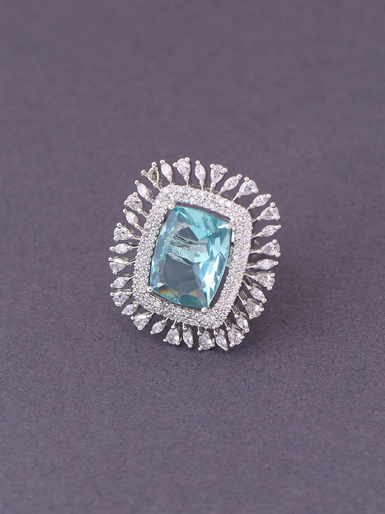 Silver Mint Harriet Zirconia Ring