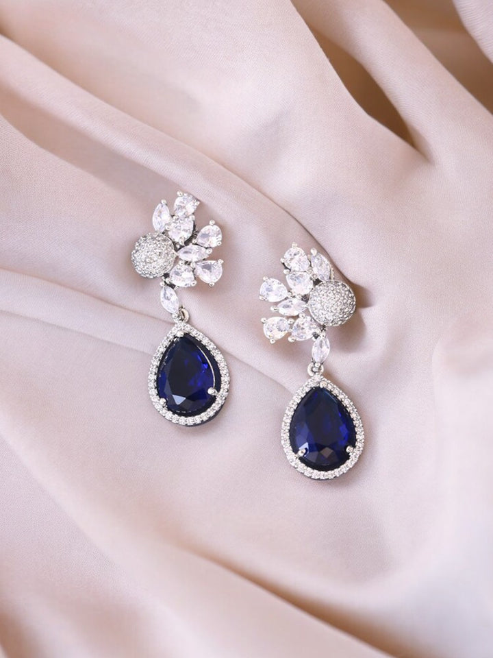 Silver Navy Dalmat Zirconia Danglers