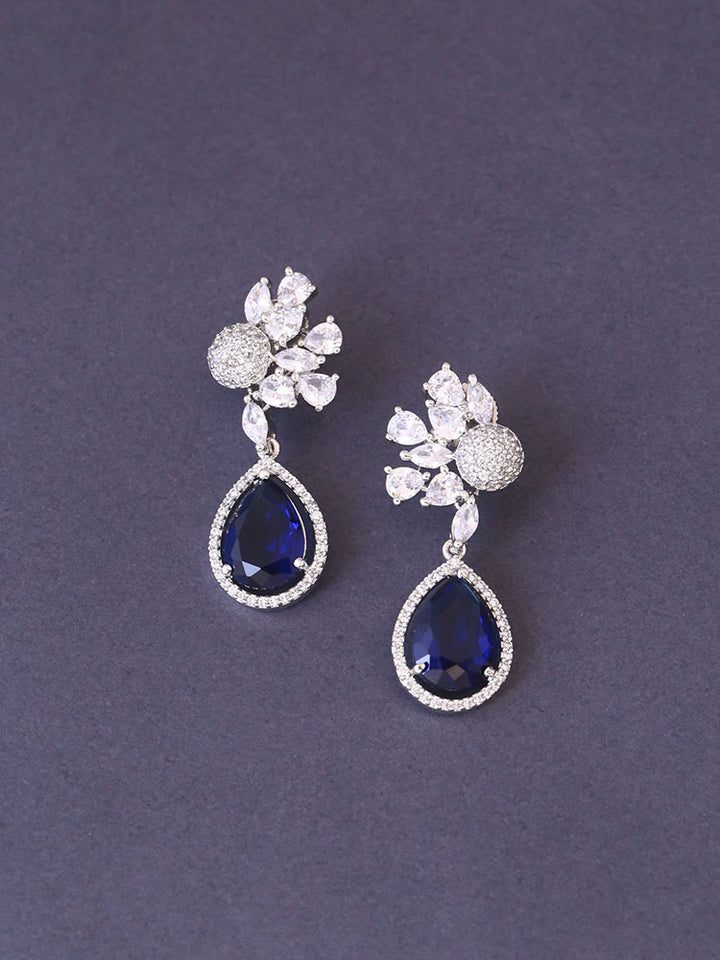 Silver Navy Dalmat Zirconia Danglers