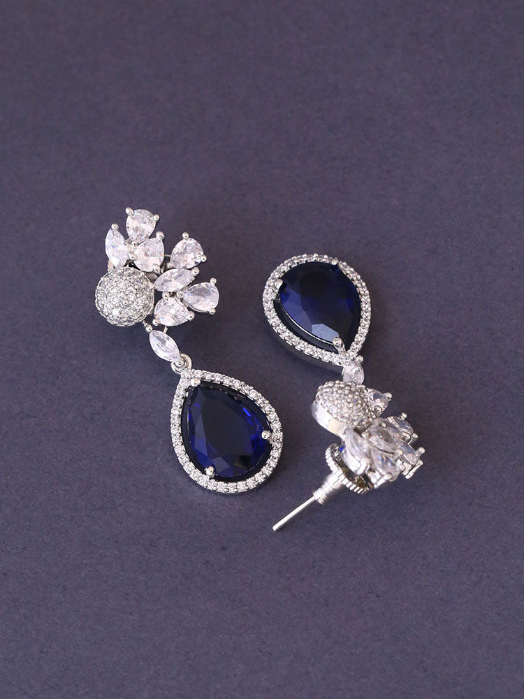 Silver Navy Dalmat Zirconia Danglers