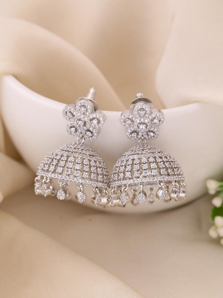 Silver Neriah Zirconia Jhumkis