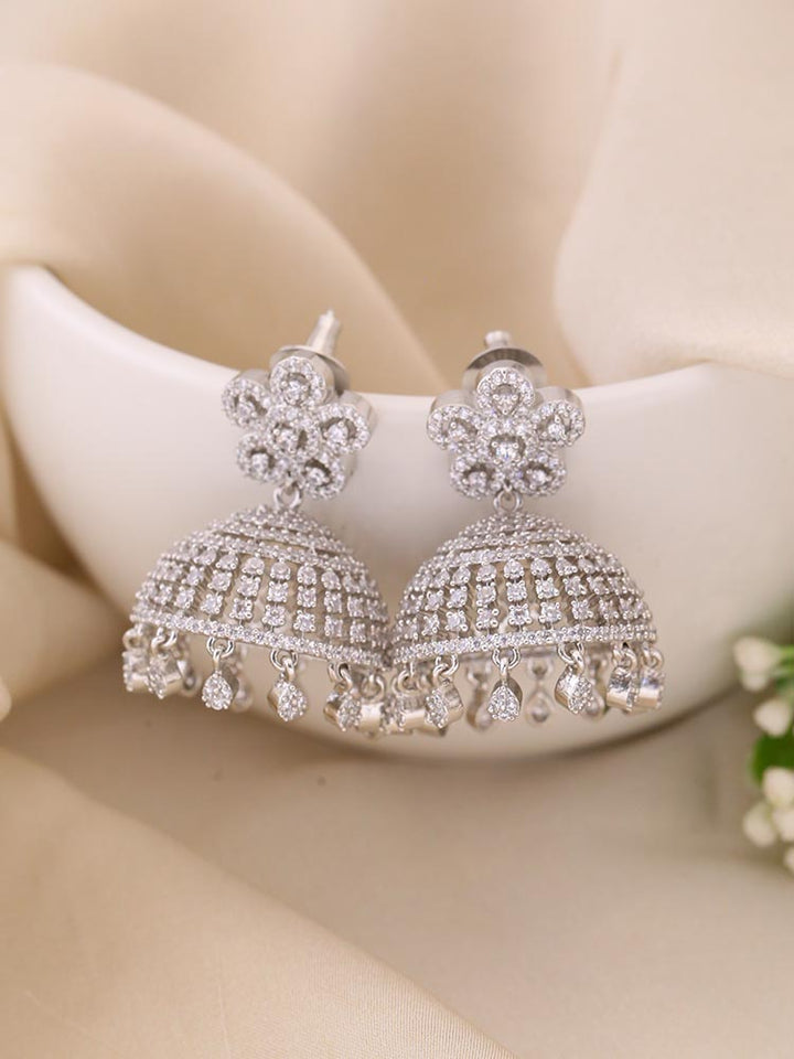 Silver Neriah Zirconia Jhumkis