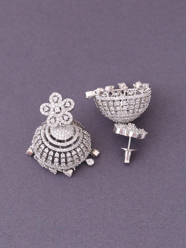 Silver Neriah Zirconia Jhumkis