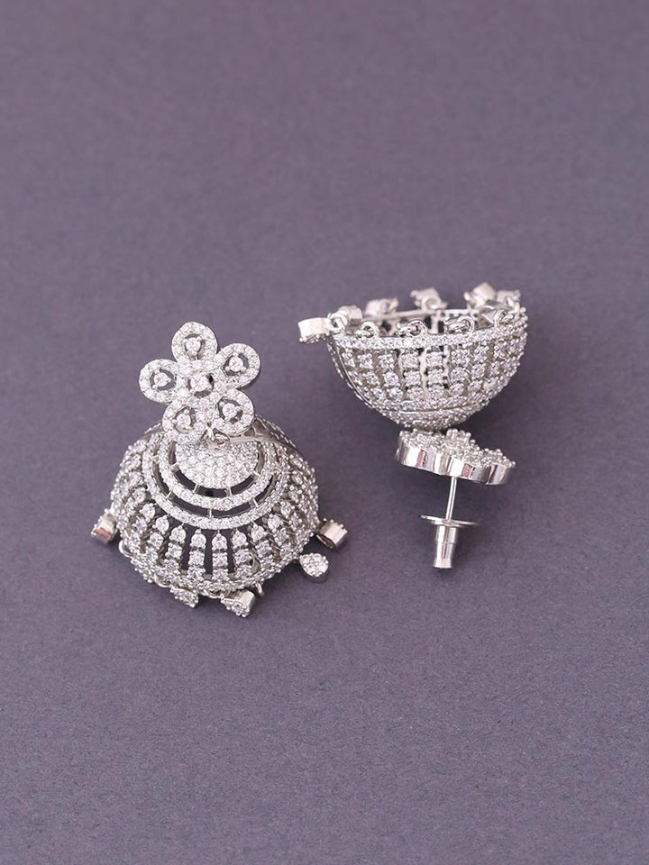 Silver Neriah Zirconia Jhumkis