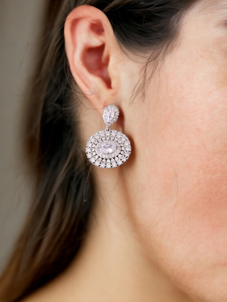 Silver Oda Zirconia Dangler