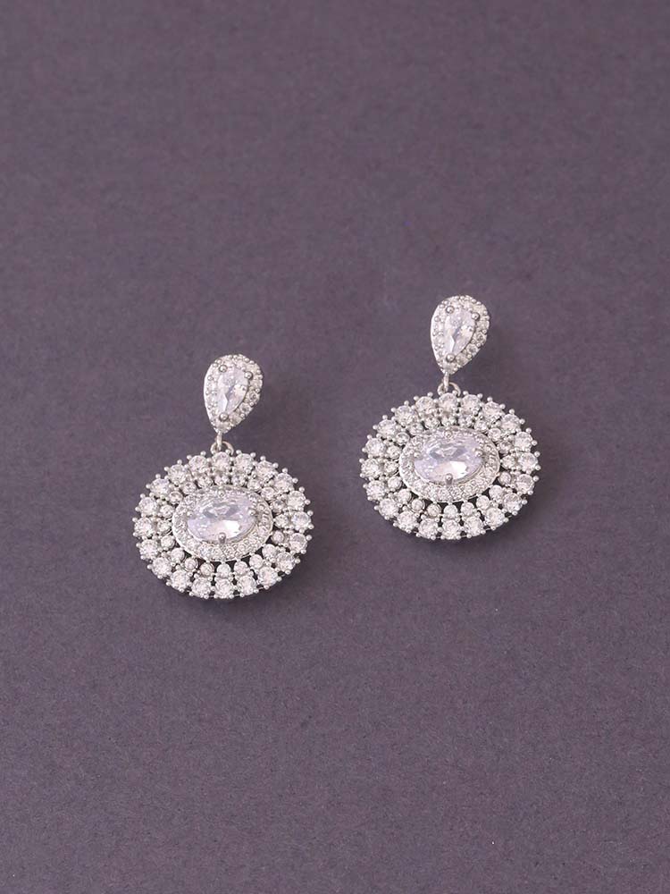 Silver Oda Zirconia Dangler