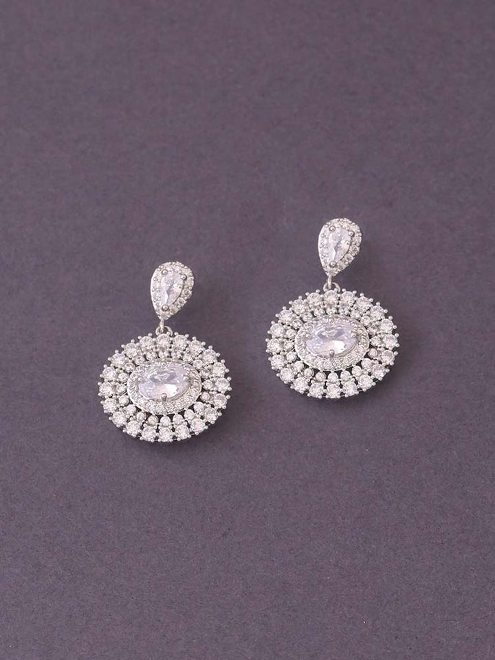 Silver Oda Zirconia Dangler