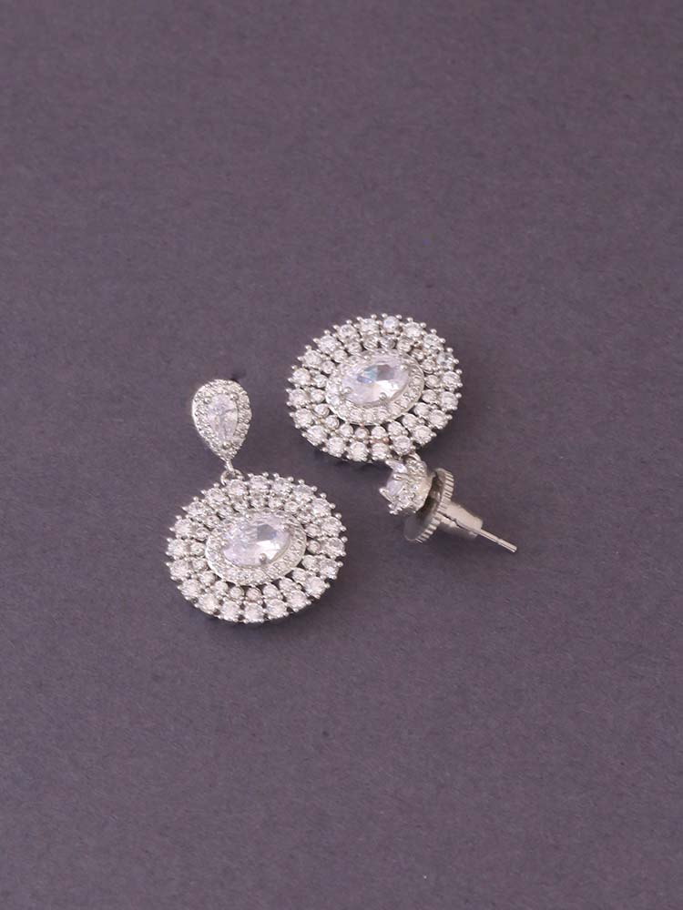 Silver Oda Zirconia Dangler