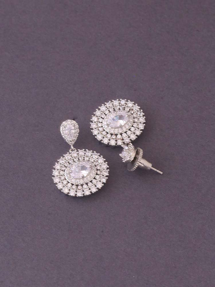 Silver Oda Zirconia Dangler