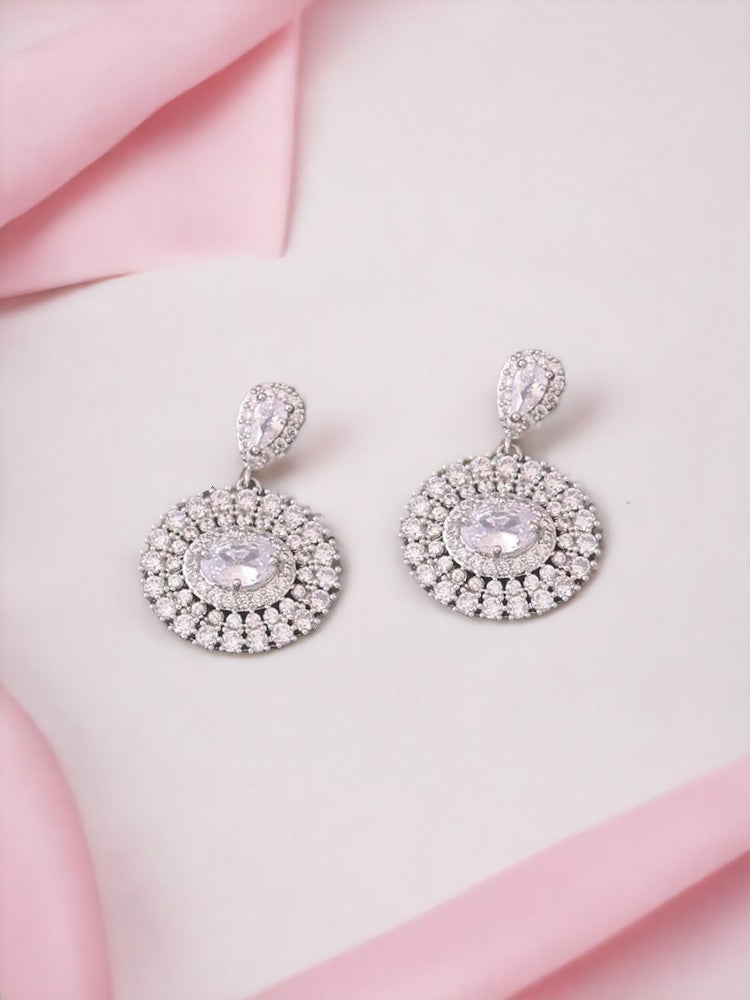 Silver Oda Zirconia Dangler