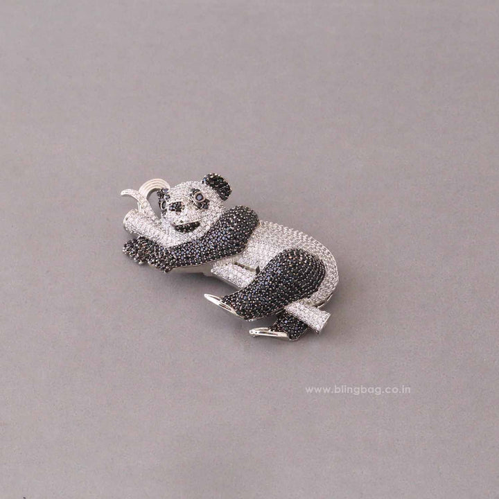 Silver Panda Brooch