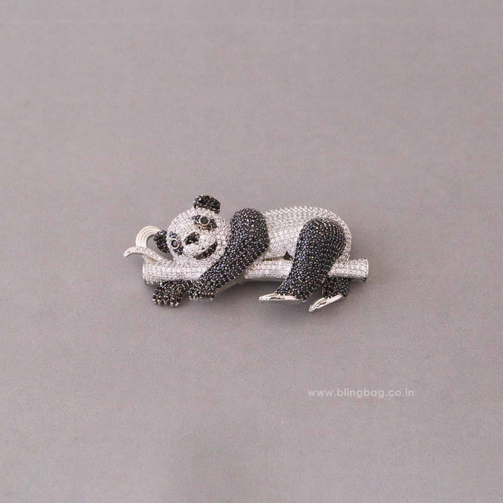 Silver Panda Brooch