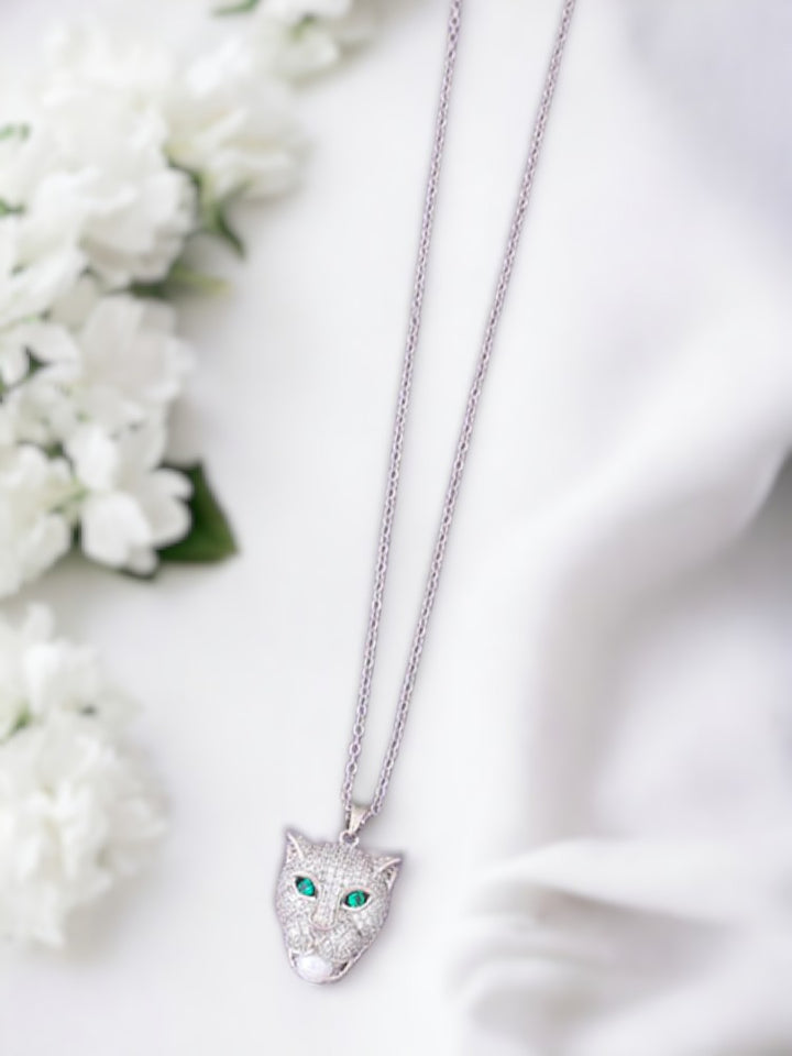 Silver Panther Pendant Necklace