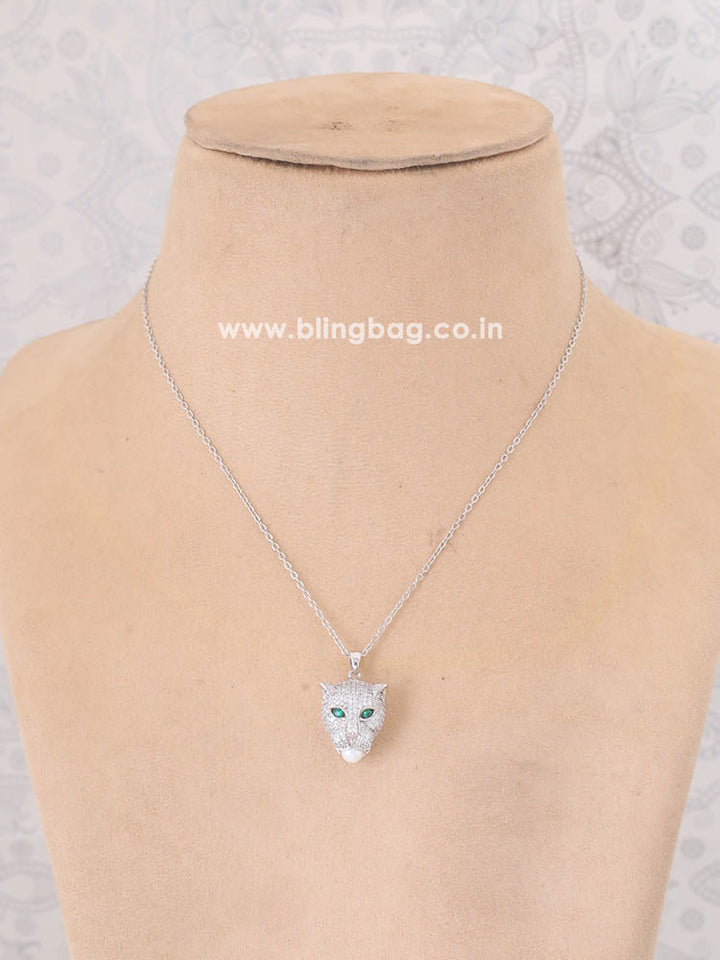 Silver Panther Pendant Necklace