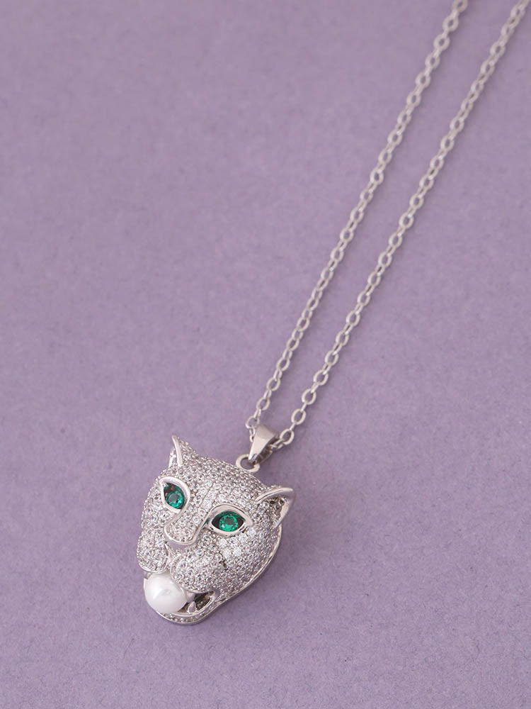 Silver Panther Pendant Necklace