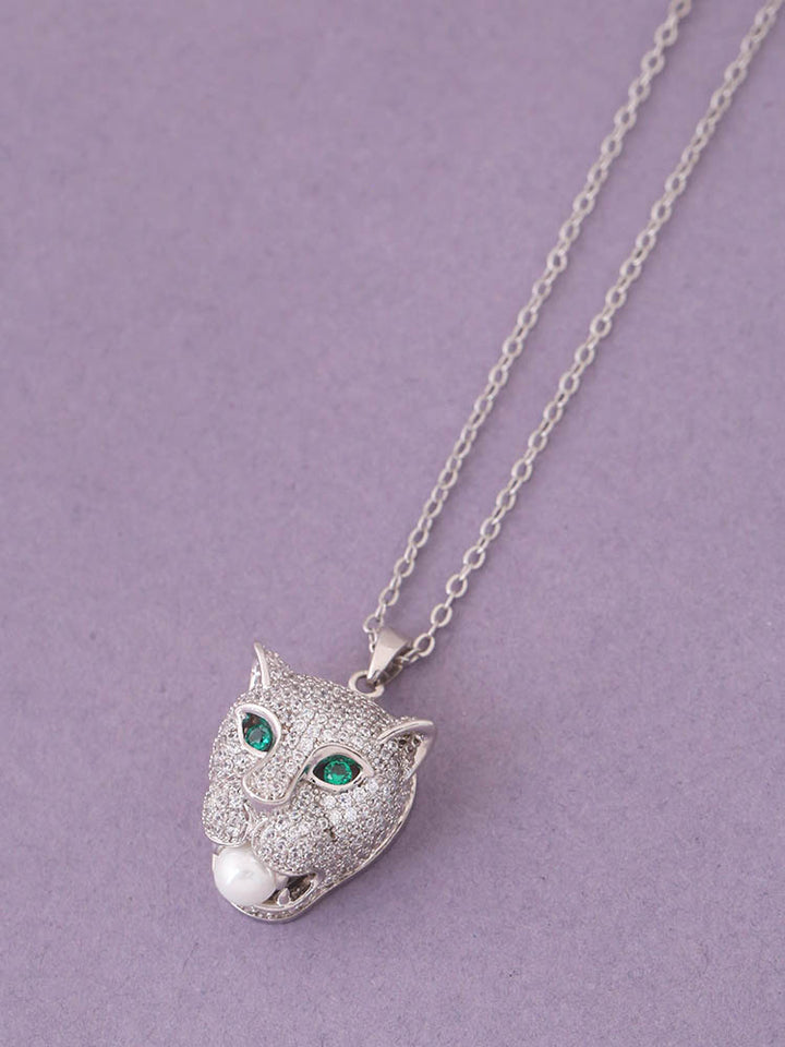 Silver Panther Pendant Necklace