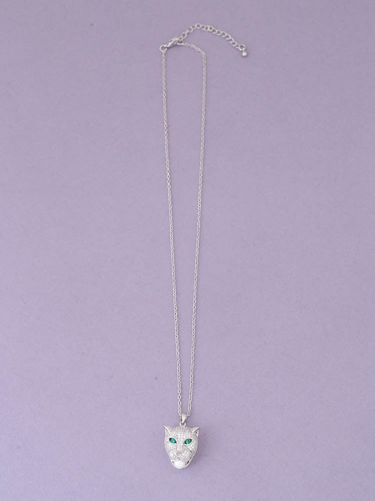 Silver Panther Pendant Necklace