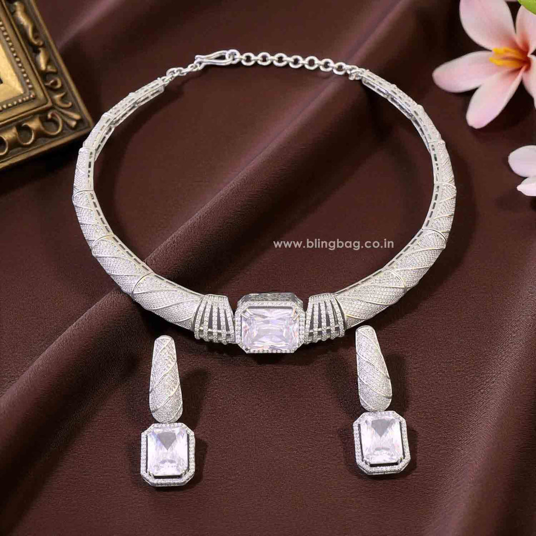 Silver Pire Hasli Zirconia Jewellery Set
