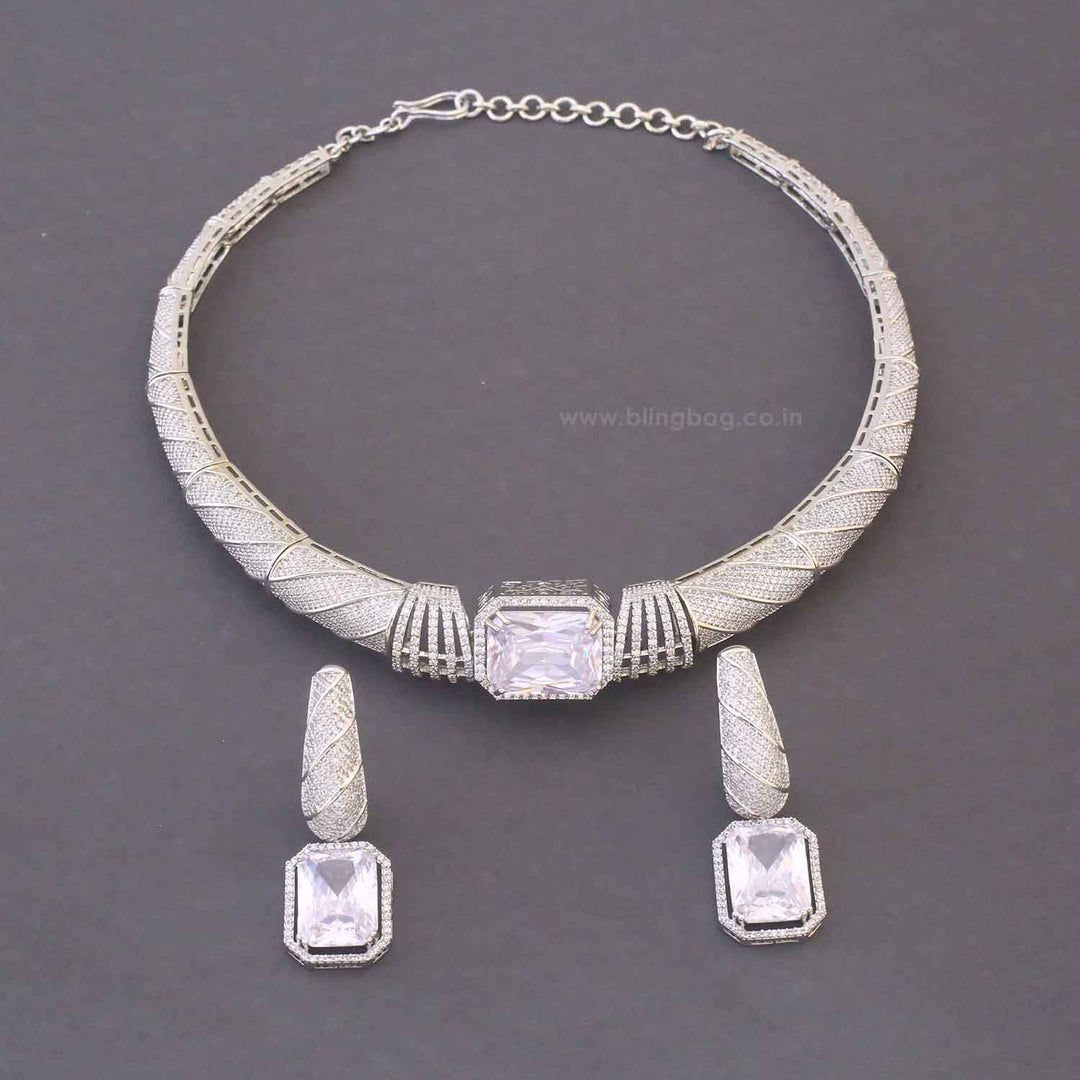 Silver Pire Hasli Zirconia Jewellery Set