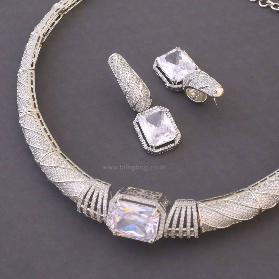 Silver Pire Hasli Zirconia Jewellery Set