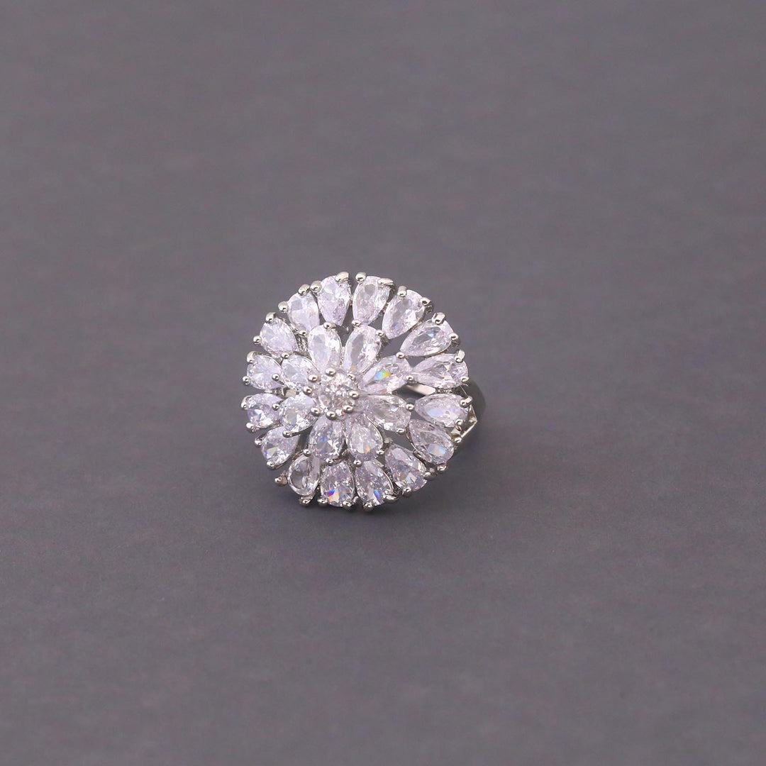 Silver Poorvi Zirconia Ring