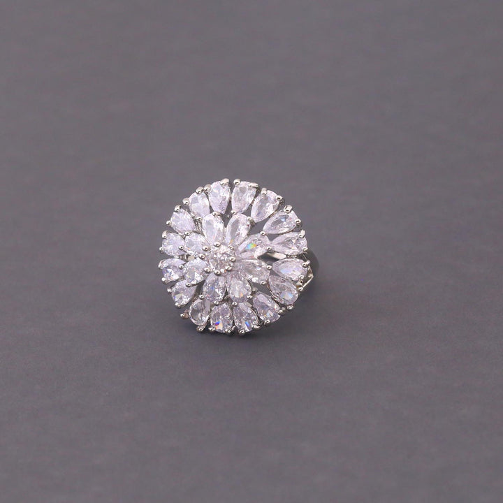 Silver Poorvi Zirconia Ring