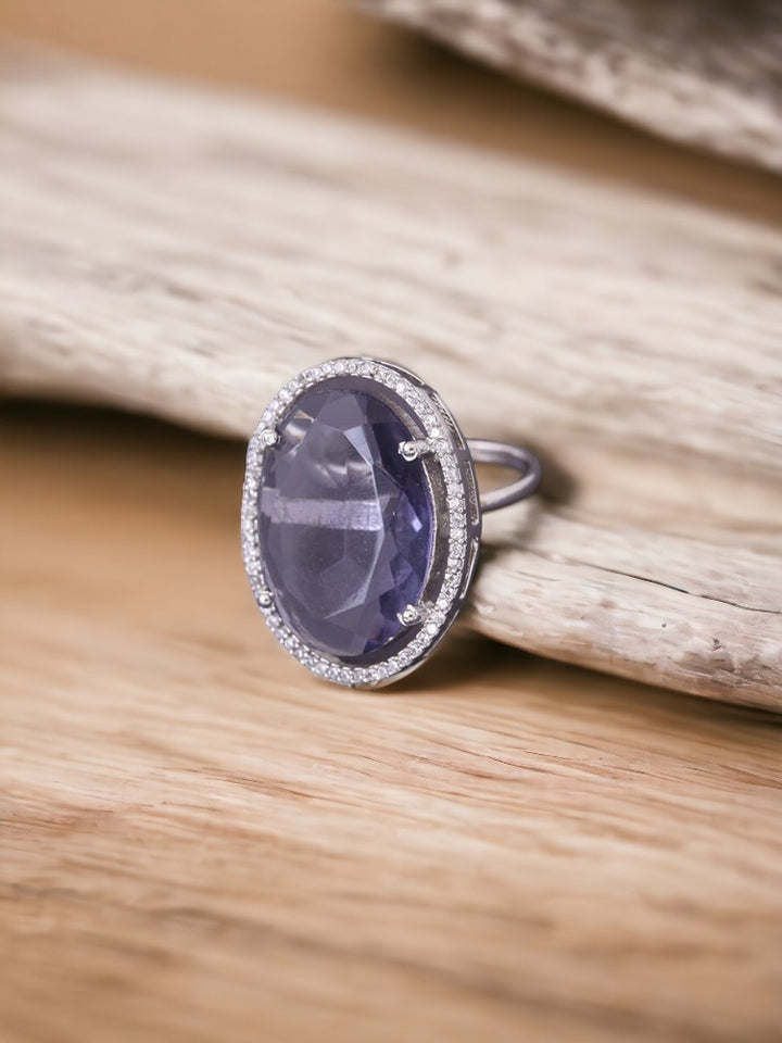 Silver Purple Estelle Zirconia Ring - EOSS