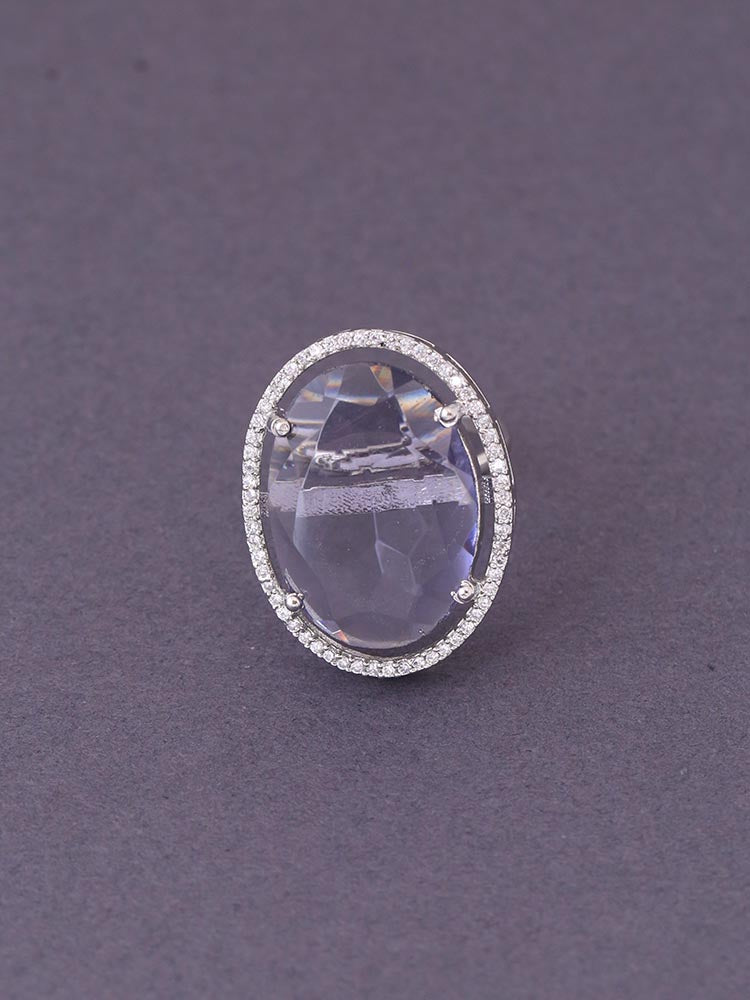 Silver Purple Estelle Zirconia Ring - EOSS