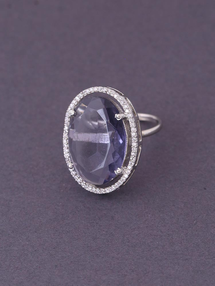 Silver Purple Estelle Zirconia Ring - EOSS