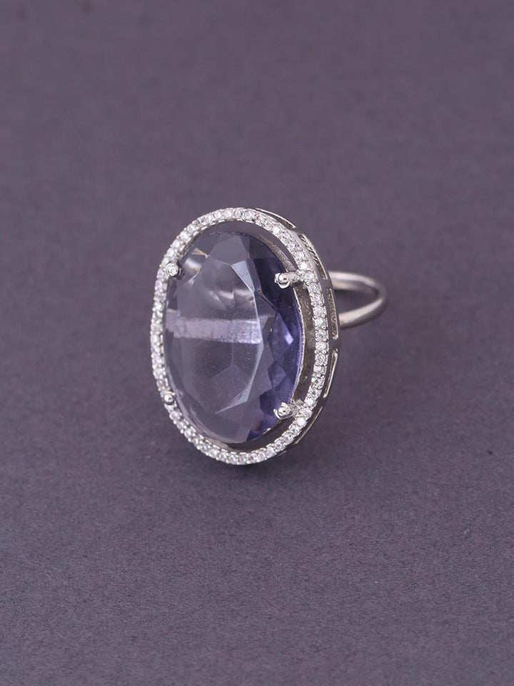 Silver Purple Estelle Zirconia Ring - EOSS